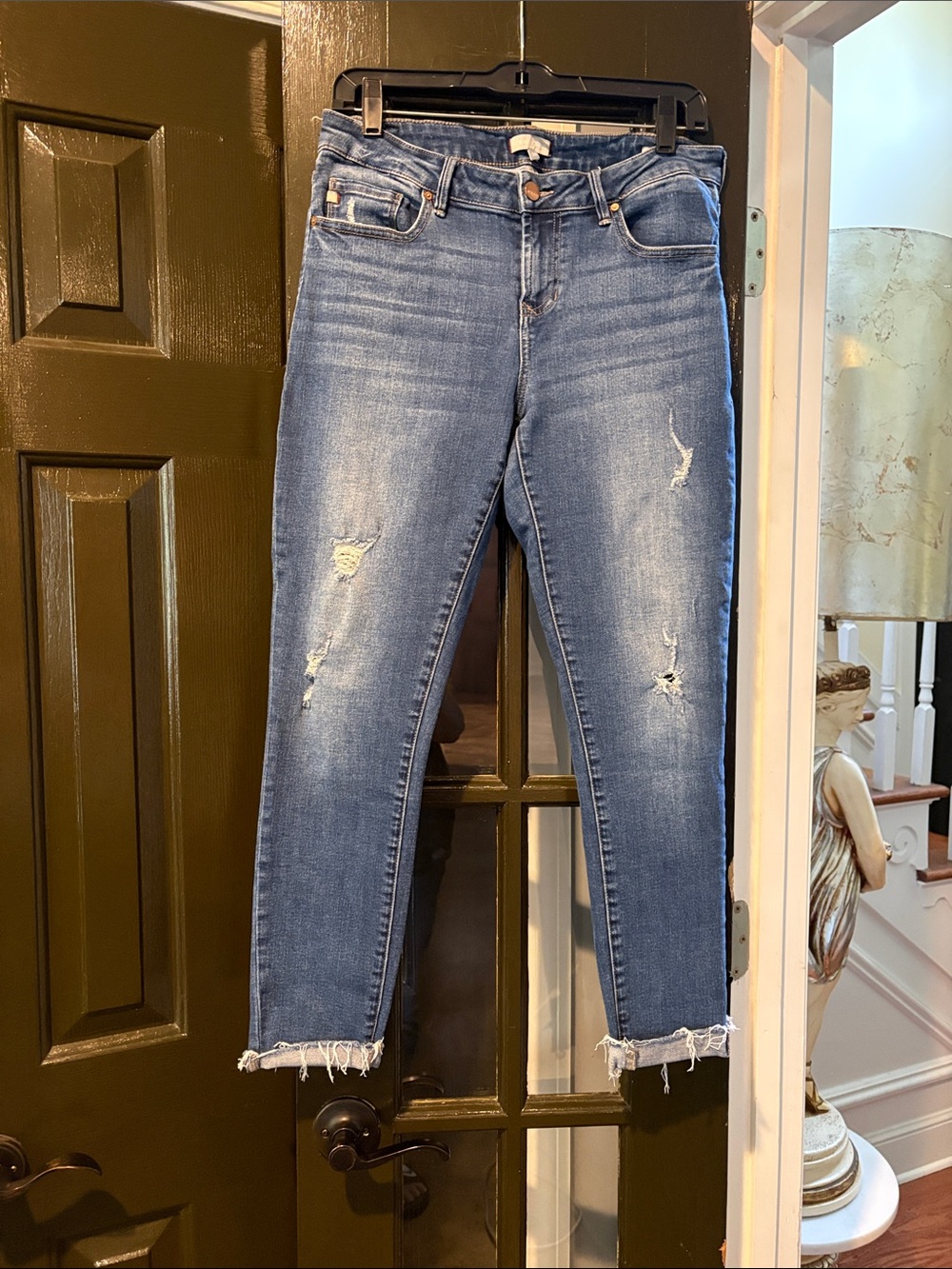 Dear John Blue Distressed Cropped Jeans with Frayed Hem